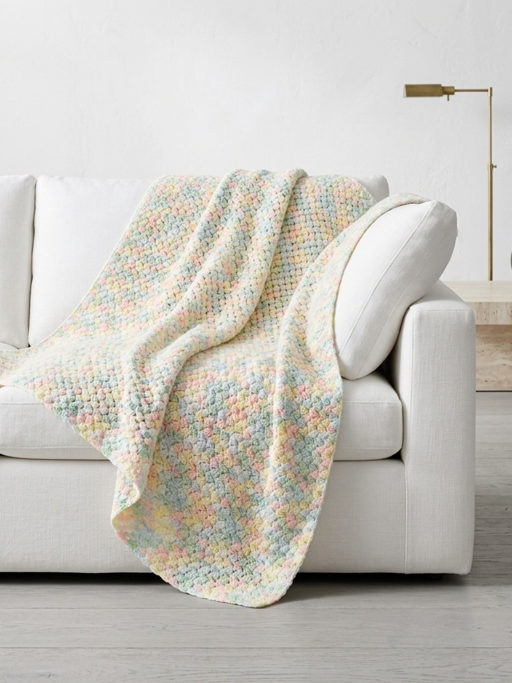 Pastel Crochet Baby Blanket Shell Stitch Nursery Afghan OS